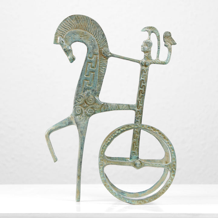 Griechischer Streitwagen mit Pferden – Bronze Skulptur