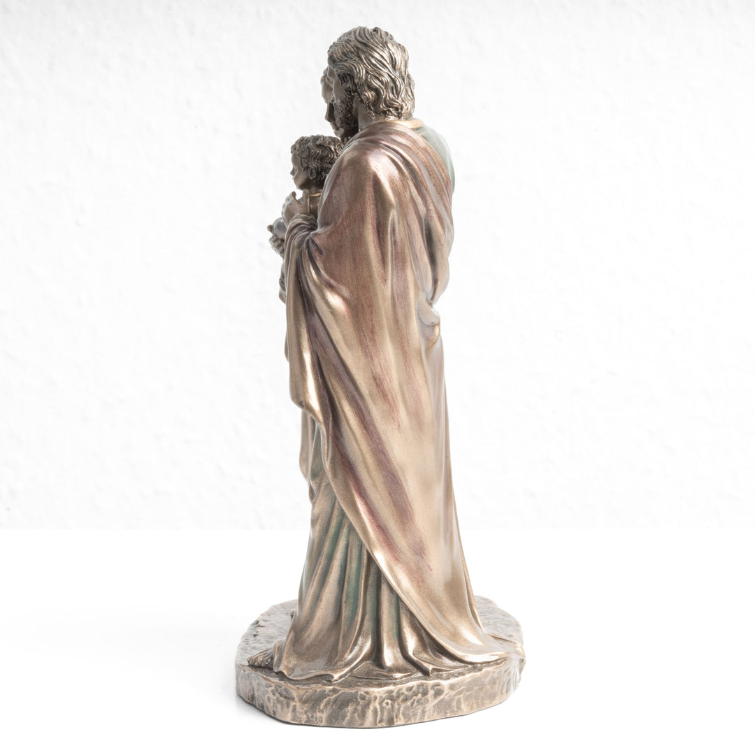 Heilige Familie Statue – Beschützer christlicher Familien (Bronzierte Skulptur aus Kunstharz)