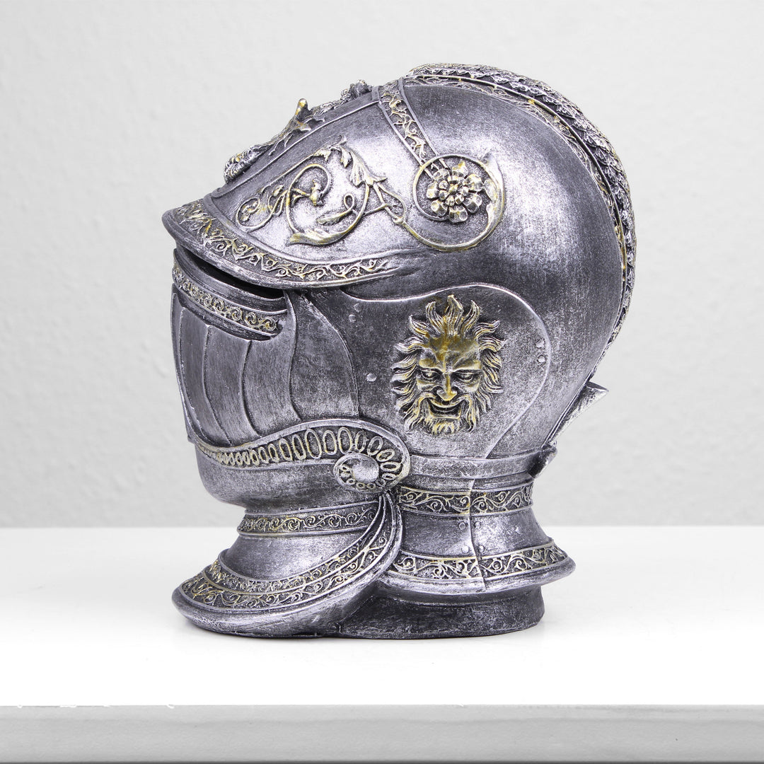 Ritter Mittelalterlicher Helm Spardose (Kaltguss-Bronze Skulptur)