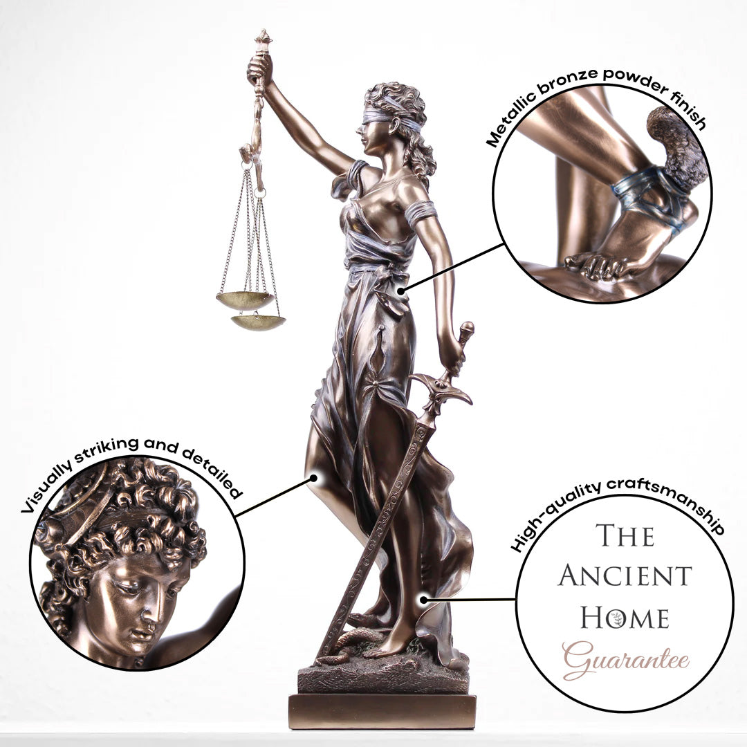 Justitia Skulptur der Themis (Bronzierte Skulptur aus Kunstharz)