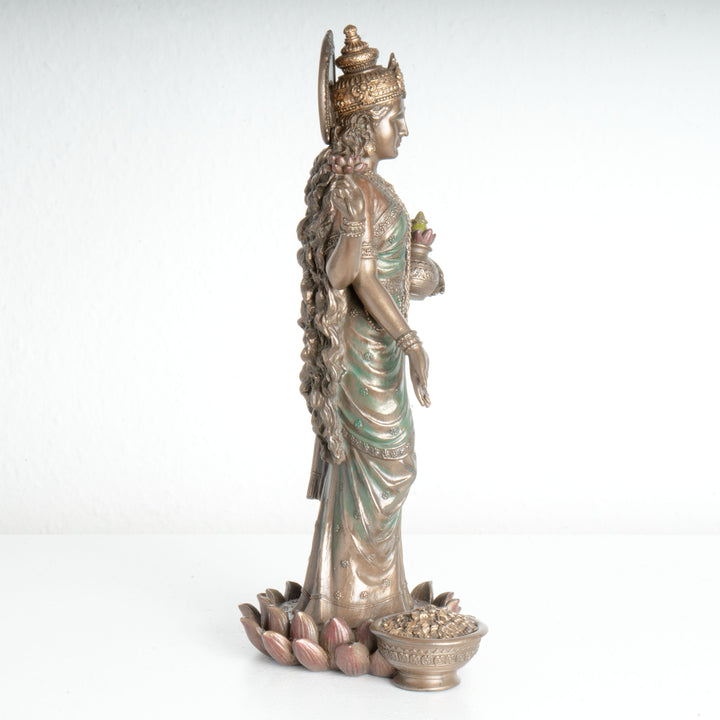 Lakshmi Gottin Statue – Symbol des Wohlstands (Bronzierte Kunstharzskulptur)