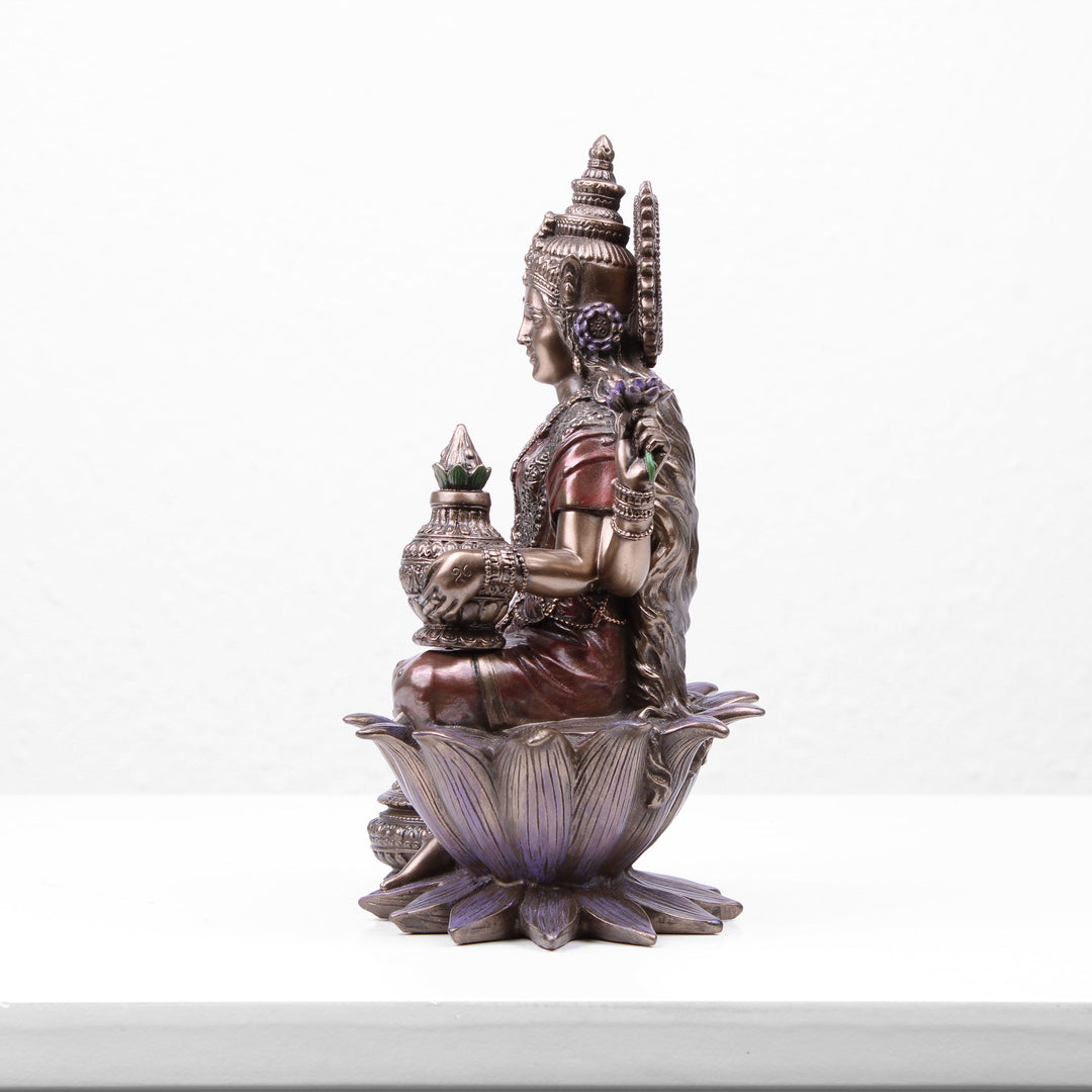 Lakshmi Indische Goettin Statue (Kaltguss-Bronze Skulptur)