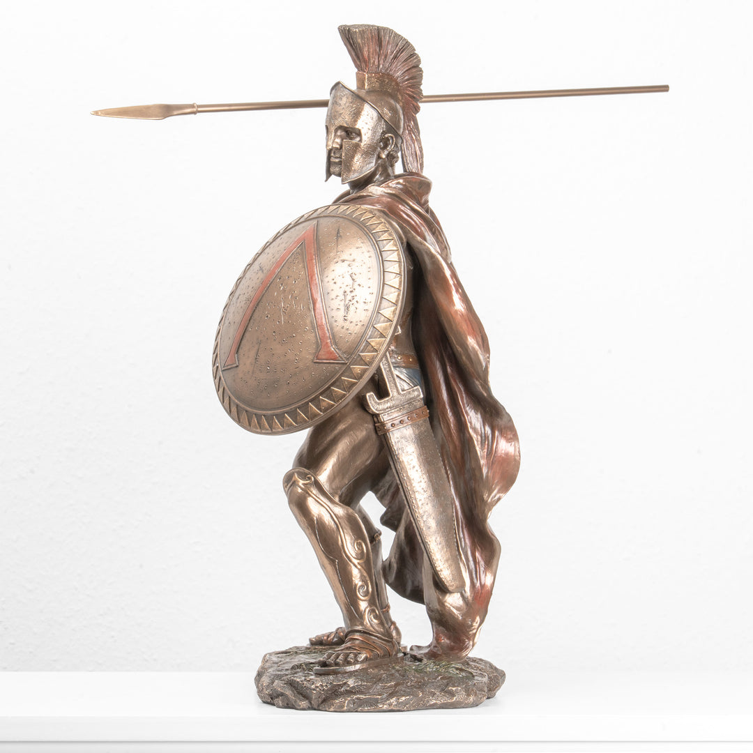 Leonidas Griechischer Krieger Skulptur – Held von Thermopylen (Gross, Bronzierte Skulptur aus Kunstharz)