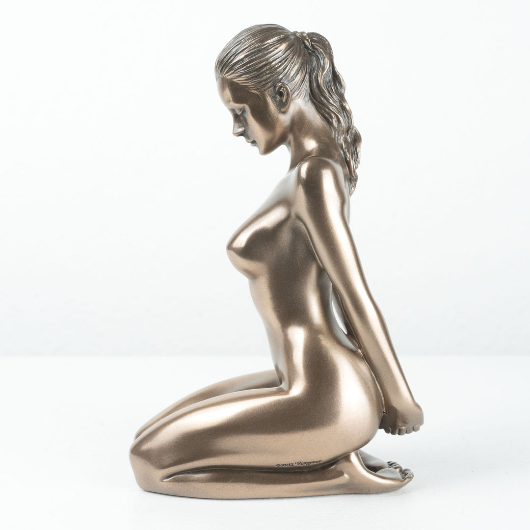 Nackte Frau Statue Unterwuerfig Kniend (Erotische Kaltguss-Bronze Skulptur)