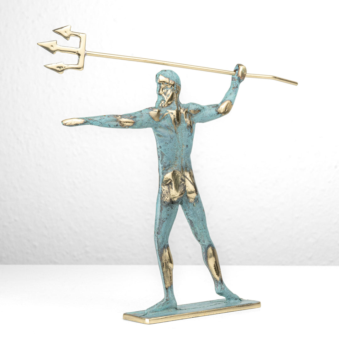 Poseidon Statue — Griechischer Gott des Meeres mit Dreizack (Messingskulptur)