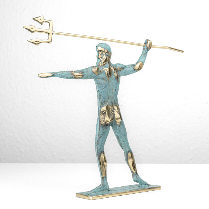 Poseidon Statue — Griechischer Gott des Meeres mit Dreizack (Messingskulptur)