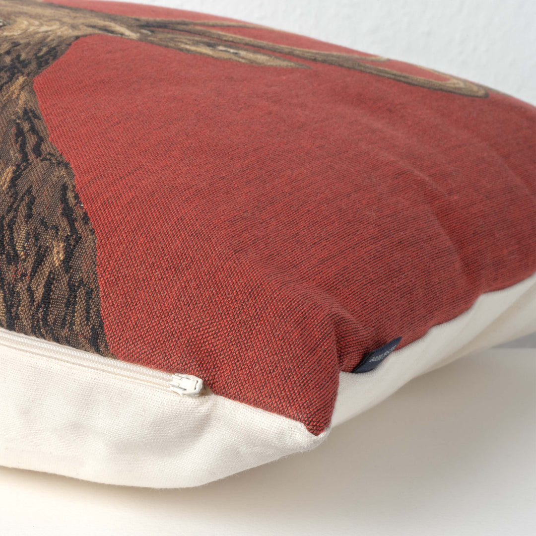 Gobelin-Kissen mit Hirschmotiv (Rot)