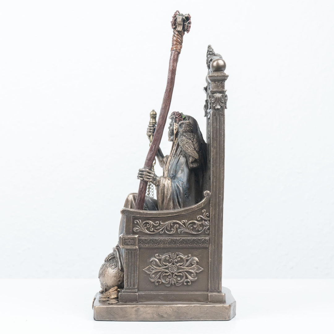 Santa Muerte Statue mit Sense und Waage (Kaltguss-Bronze Skulptur)