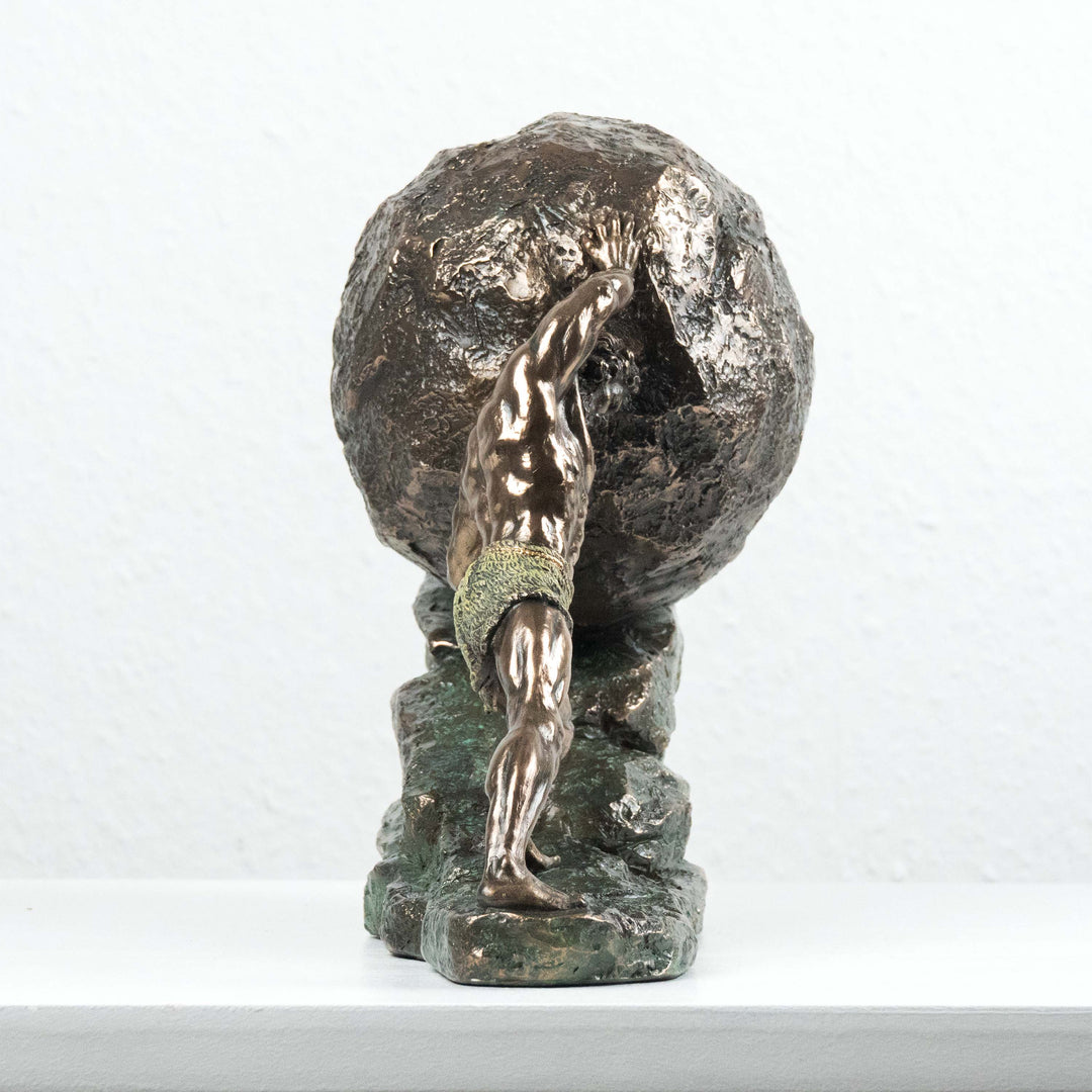 Sisyphus und der Ewige Felsen Statue (Kaltguss-Bronze Skulptur)