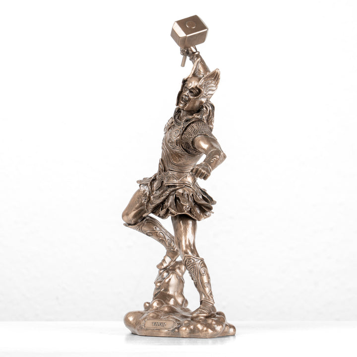 Thor Statue — Nordischer Donnergott mit Mjölnir (Kaltgussbronze-Skulptur)