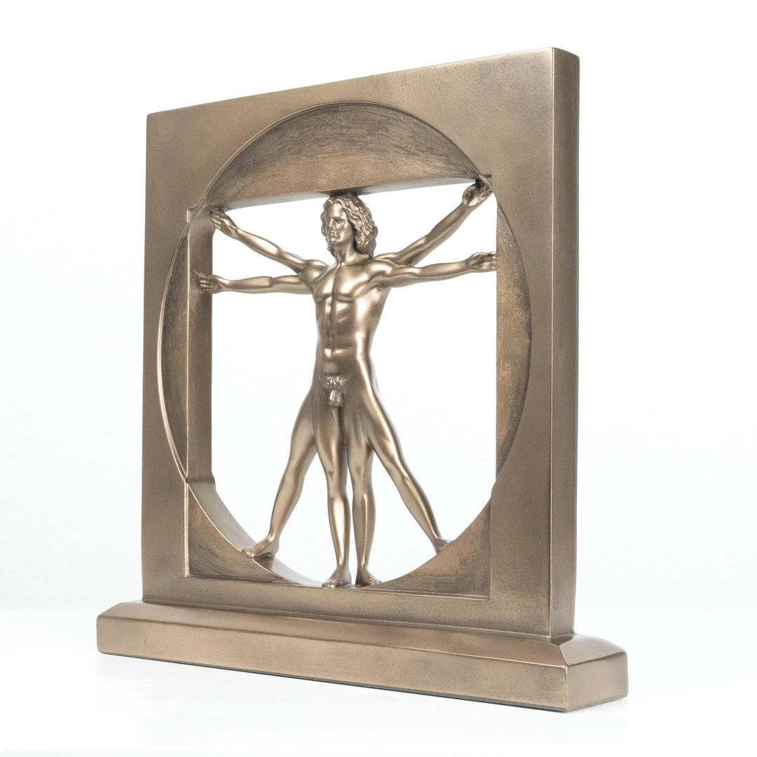 Vitruvianischer Mensch von Da Vinci (Bronzierte Skulptur aus Kunstharz)
