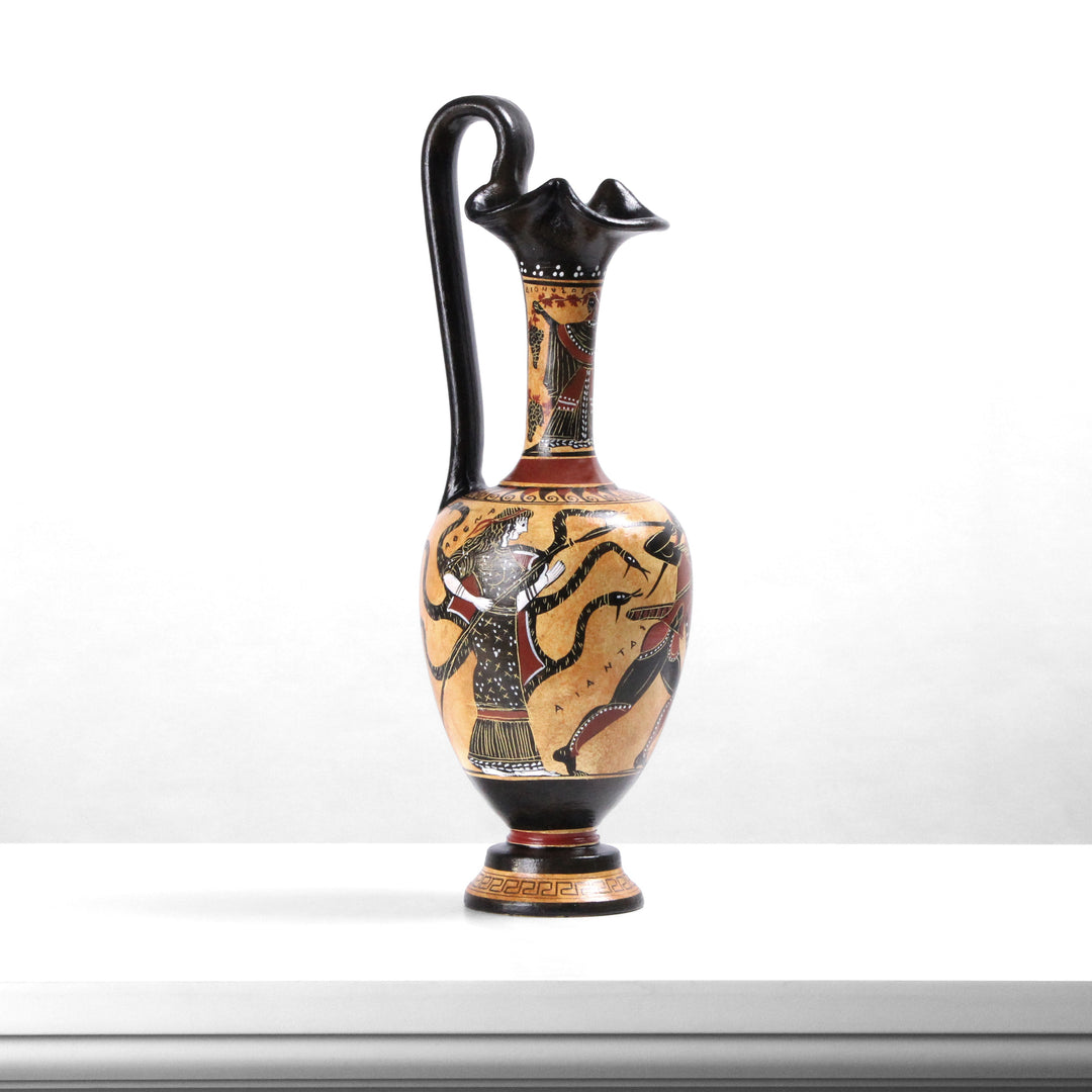 Antike griechische schwarzfigurige Vase mit Athena