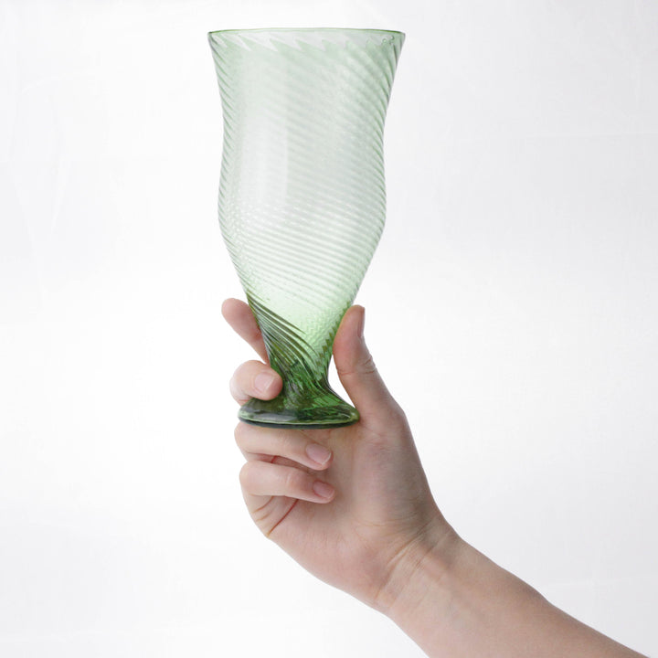 Römischer Glasbecher mit linearem Relief (Groß) im Set von 2