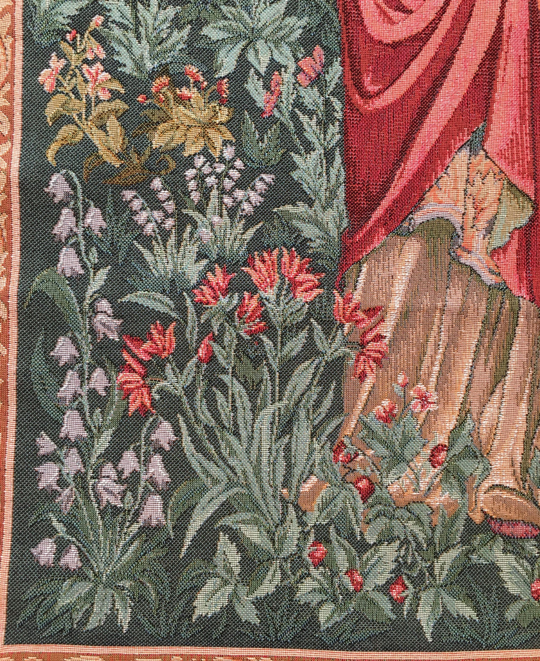 Grüner Gobelin Wandteppich – Pomona, Göttin des Überflusses (Jacquard gewebt)