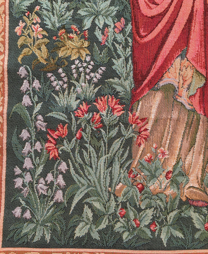 Grüner Gobelin Wandteppich – Pomona, Göttin des Überflusses (Jacquard gewebt)