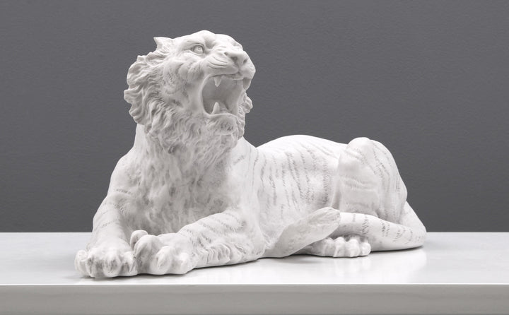 Tiger liegend und brüllend Statue (Klein)