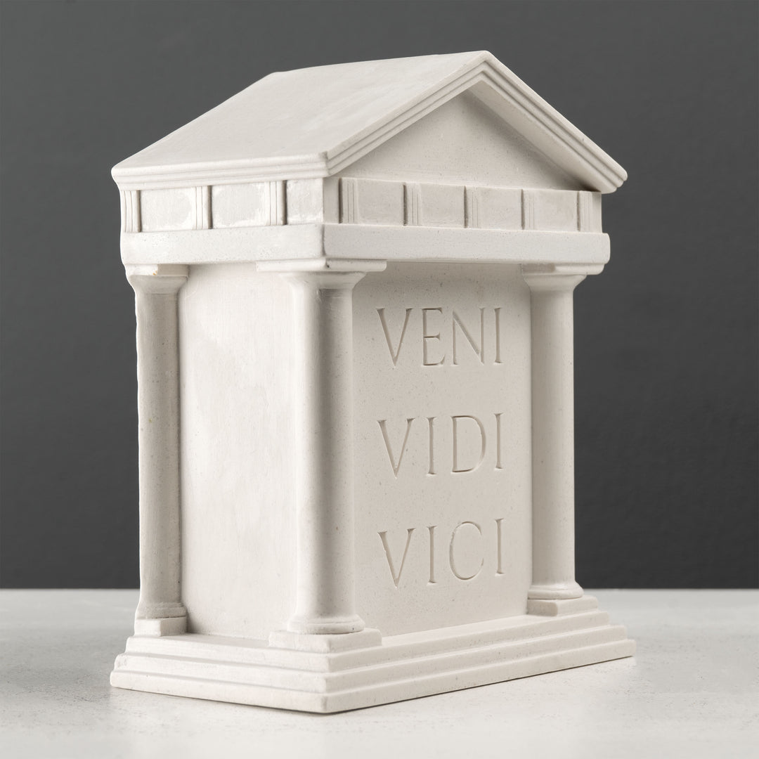 Veni Vidi Vici Buchstütze – Römische Tempelskulptur