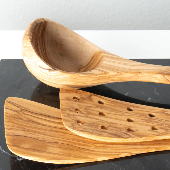 Handgefertigtes Olivenholz-Küchenutensilien-Set (3-teilig)