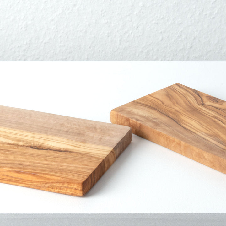 Handgefertigtes Olivenholz-Schneidebrett-Set – rechteckig (2-teilig)