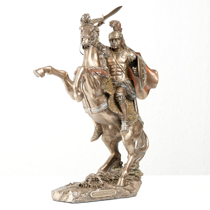 Alexander der Große auf Pferd (Bronzierte Skulptur aus Kunstharz)