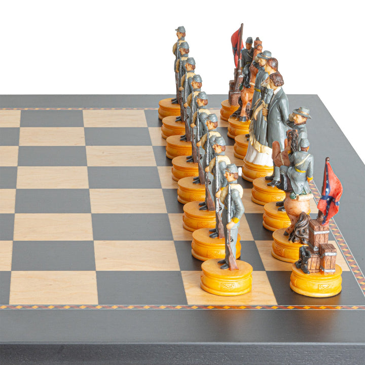Schachfiguren-Set zum Thema Amerikanischer Bürgerkrieg