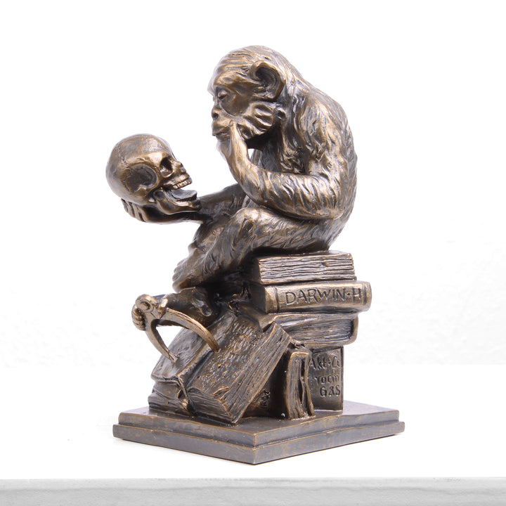 Affe mit Schädel Statue (Affe mit Schädel Skulptur von Hugo Rheinhold)