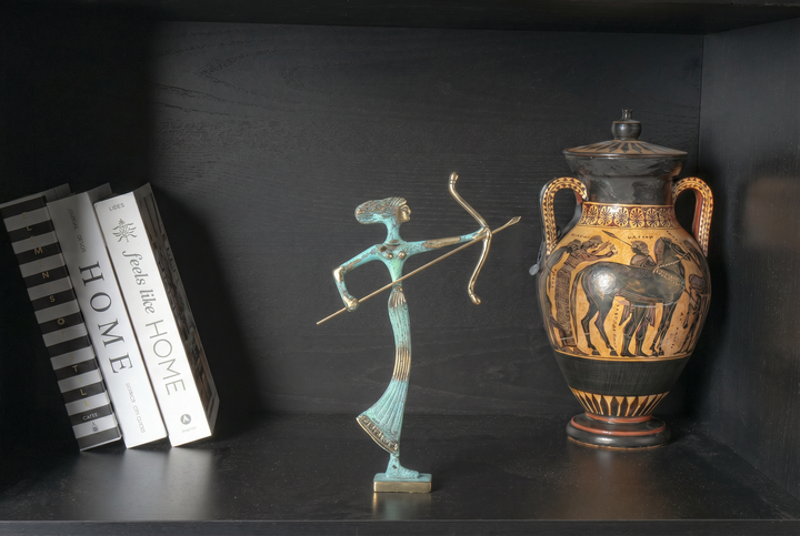Artemis Statue — Griechische Göttin der Jagd mit Bogen (Klein, Messingskulptur)