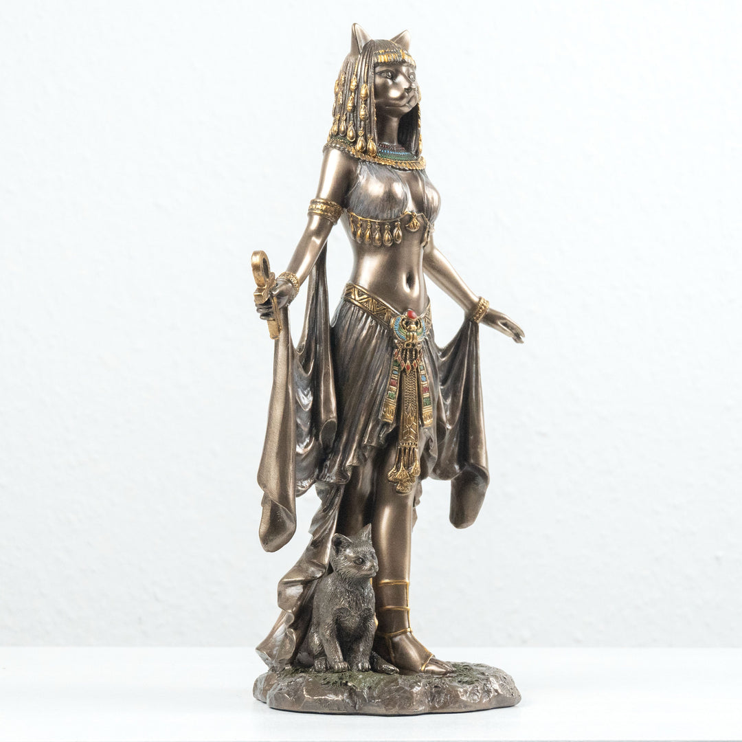 Bastet Statue Aegyptische Goettin der Fruchtbarkeit (Kaltguss-Bronze Skulptur)