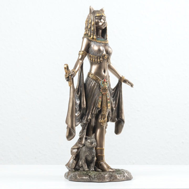 Bastet Statue Aegyptische Goettin der Fruchtbarkeit (Kaltguss-Bronze Skulptur)