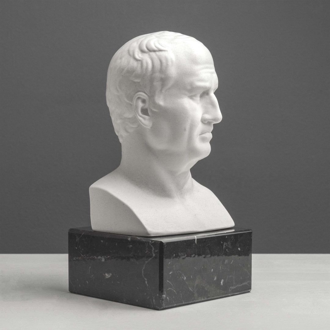 Cicero Büste – Buchstütze mit schwarzem Marmorsockel