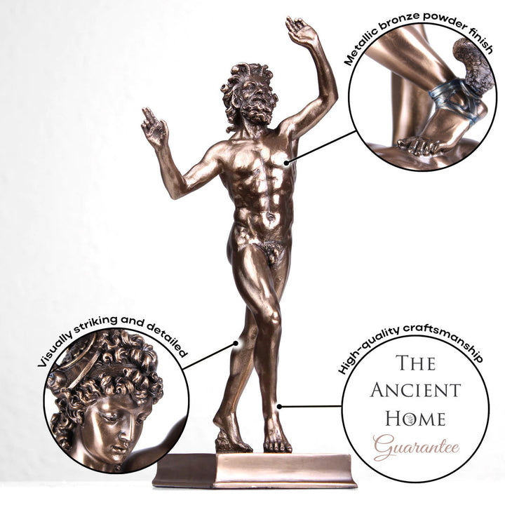 Tanzender Faun von Pompeji (Bronzierte Skulptur aus Kunstharz)