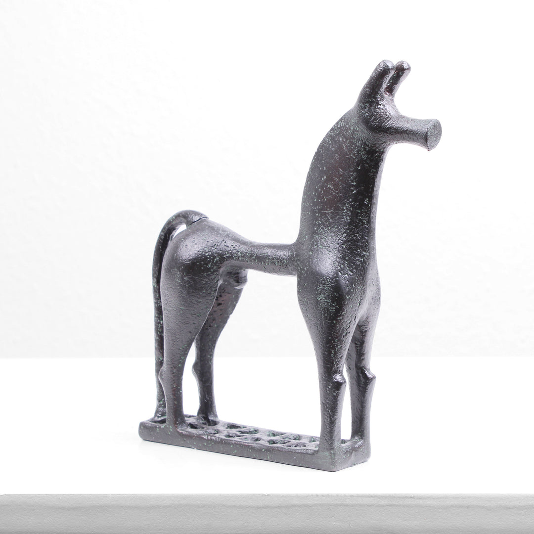Griechisches Pferd Statue (Bronzierte Skulptur aus Kunstharz)