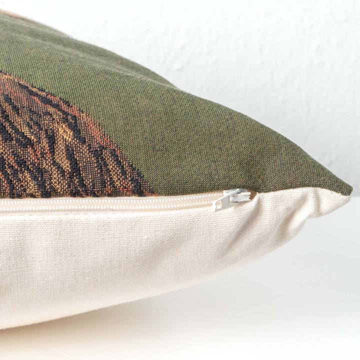 Gobelin-Kissen mit Hirschmotiv (Grün)