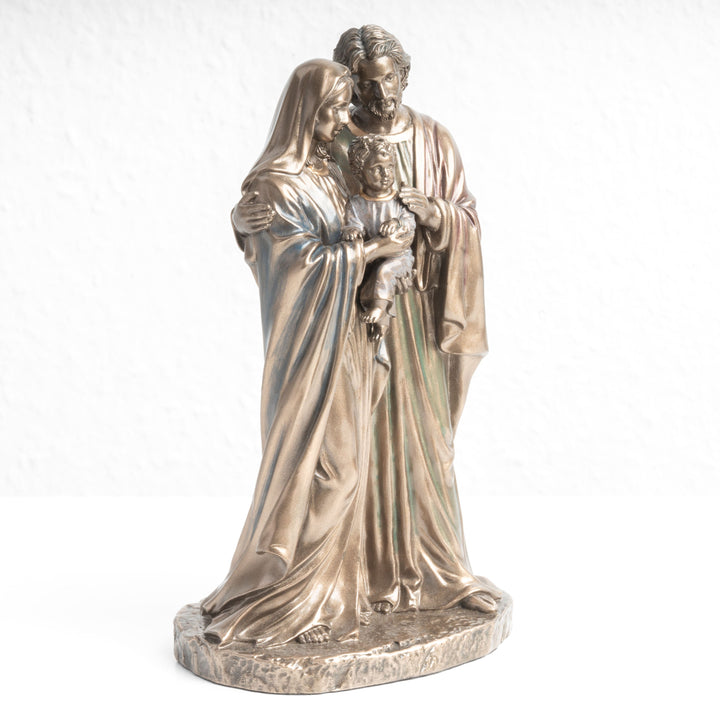 Heilige Familie Statue – Beschützer christlicher Familien (Bronzierte Skulptur aus Kunstharz)