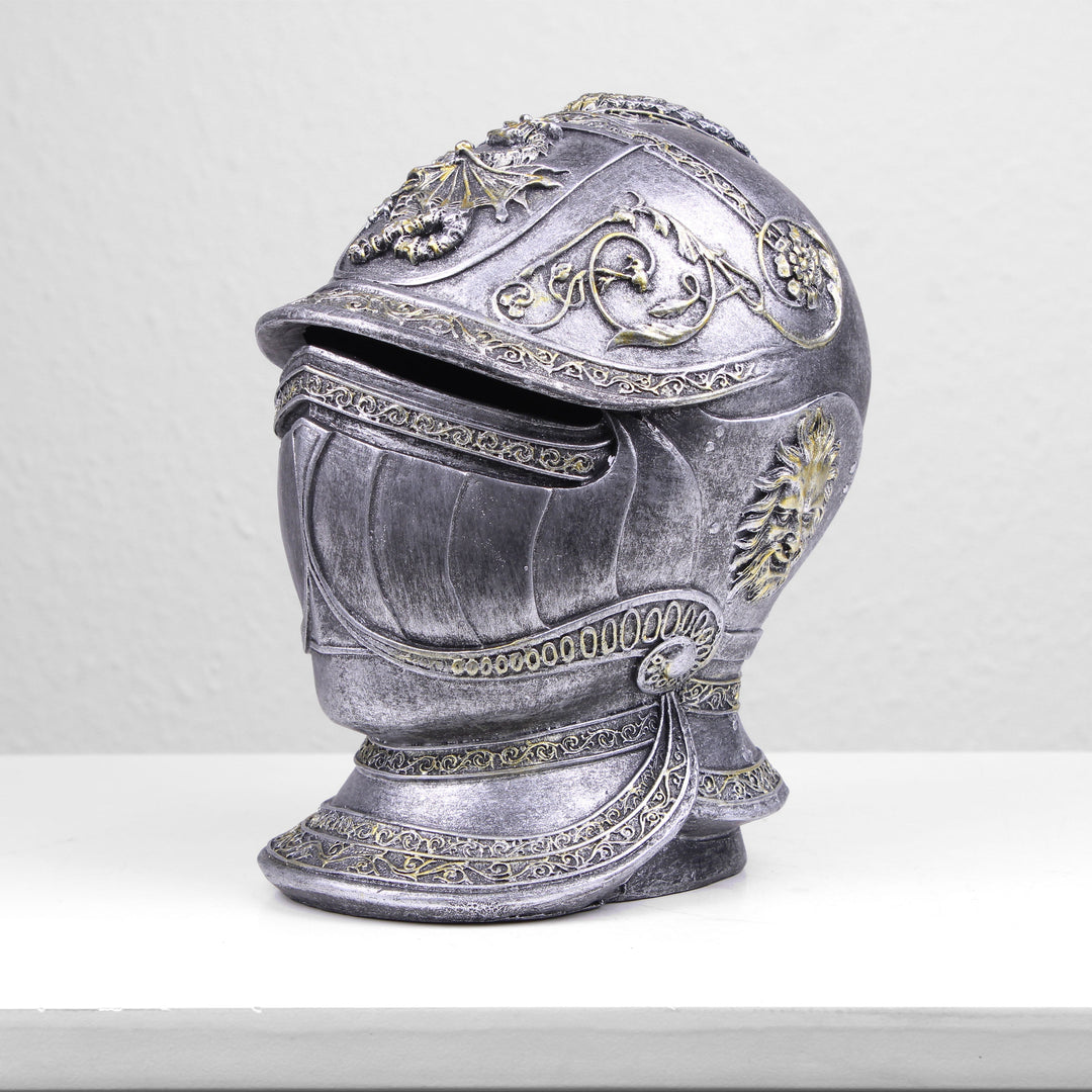 Ritter Mittelalterlicher Helm Spardose (Kaltguss-Bronze Skulptur)