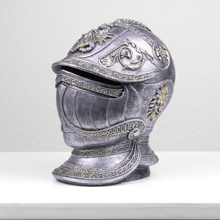 Ritter Mittelalterlicher Helm Spardose (Kaltguss-Bronze Skulptur)