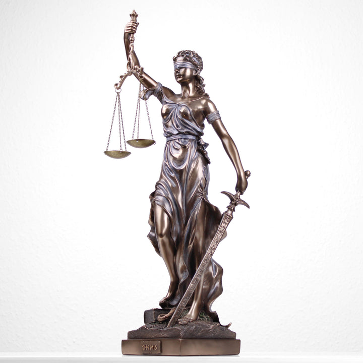 Justitia Skulptur der Themis (Bronzierte Skulptur aus Kunstharz)
