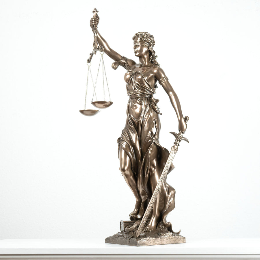 Justitia Statue (Groß, Bronzierte Skulptur aus Kunstharz)