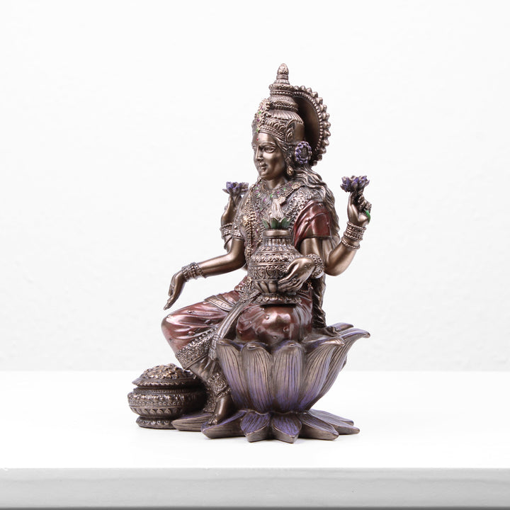 Lakshmi Indische Goettin Statue (Kaltguss-Bronze Skulptur)
