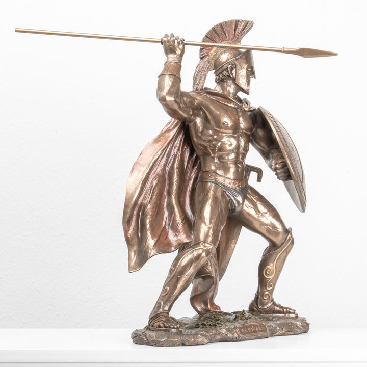 Leonidas Griechischer Krieger Skulptur – Held von Thermopylen (Gross, Bronzierte Skulptur aus Kunstharz)