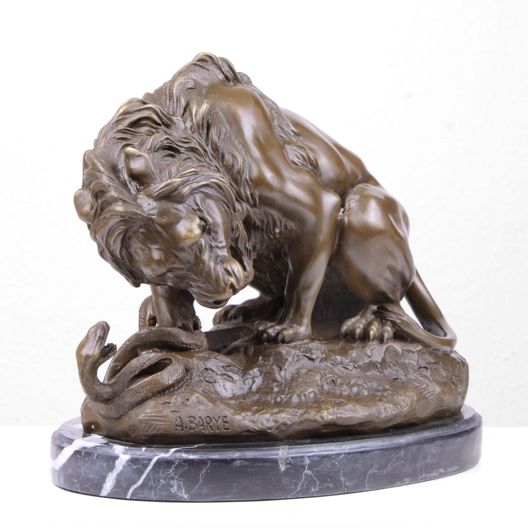 Löwe mit Schlange Statue (Antoine-Louis Barye, Bronze, Wachsguss)