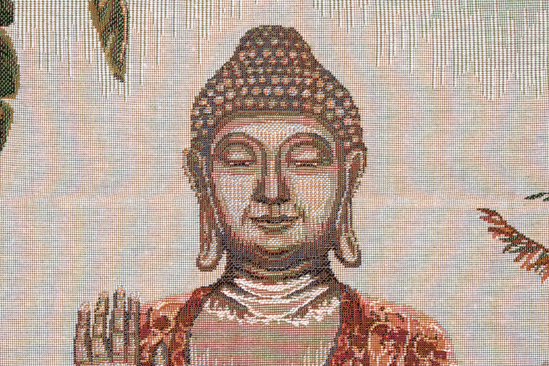 Meditierender Buddha – Gobelin Wandteppich (Jacquard gewebt)