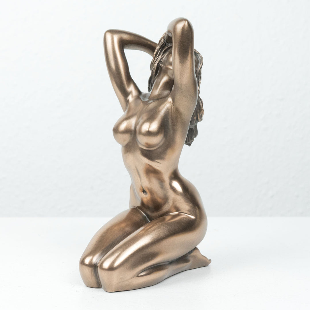 Nackte Frau Statue Kniend (Erotische Kaltguss-Bronze Skulptur)