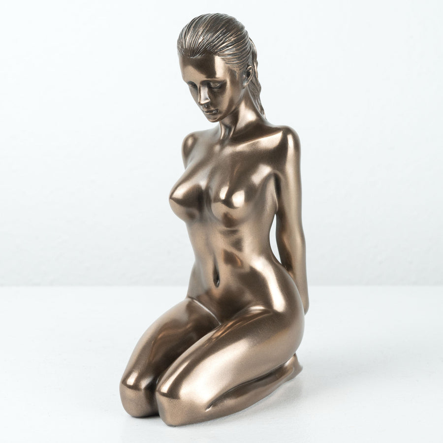 Nackte Frau Statue Unterwuerfig Kniend (Erotische Kaltguss-Bronze Skulptur)