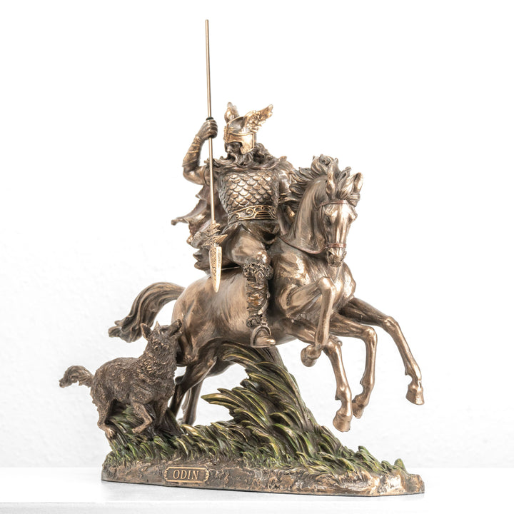 Odin auf Sleipnir Statue — Allvater der nordischen Götter (Kaltgussbronze-Skulptur)