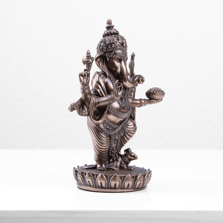 Stehender Ganesha auf Lotos Sockel (Kaltguss-Bronze Skulptur)