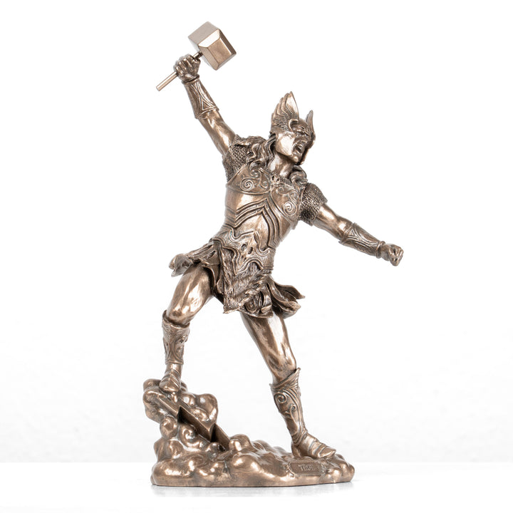 Thor Statue — Nordischer Donnergott mit Mjölnir (Kaltgussbronze-Skulptur)