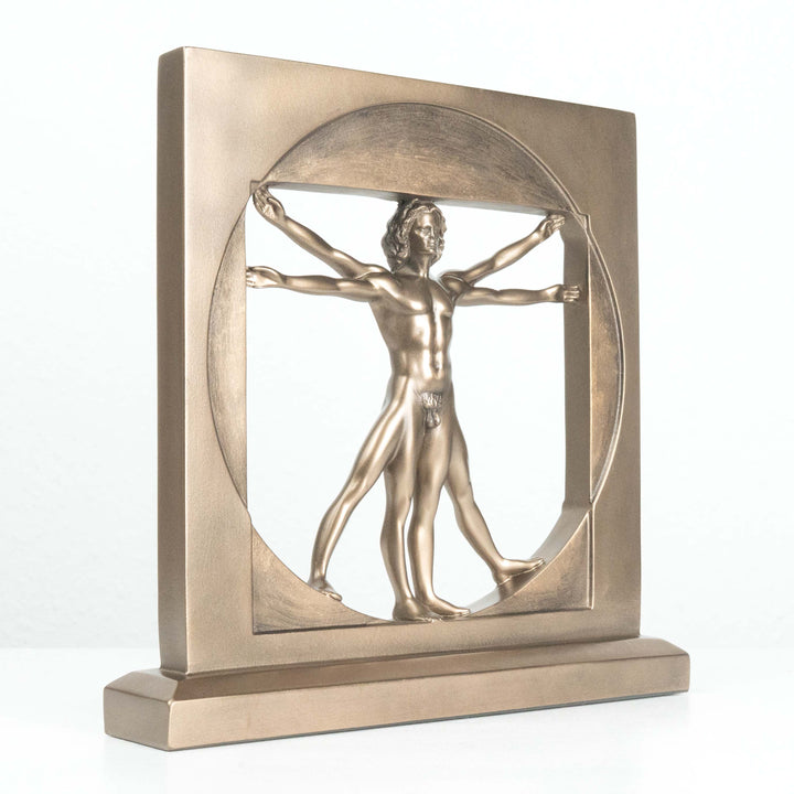 Vitruvianischer Mensch von Da Vinci (Bronzierte Skulptur aus Kunstharz)