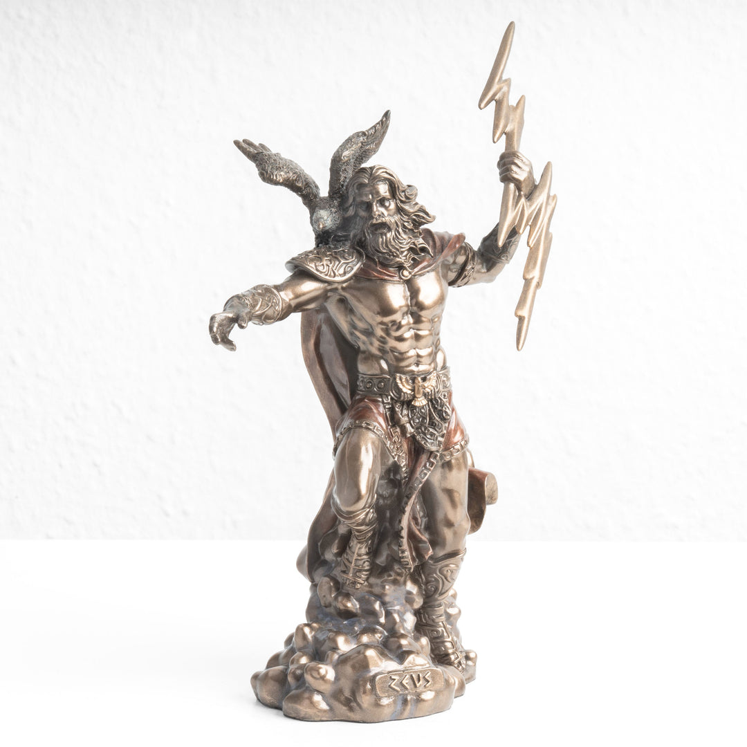 Zeus Griechischer Gott Statue – König des Olymps (Bronzierte Skulptur aus Kunstharz)