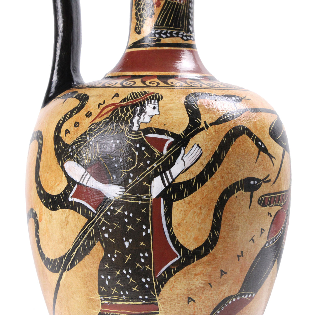 Antike griechische schwarzfigurige Vase mit Athena